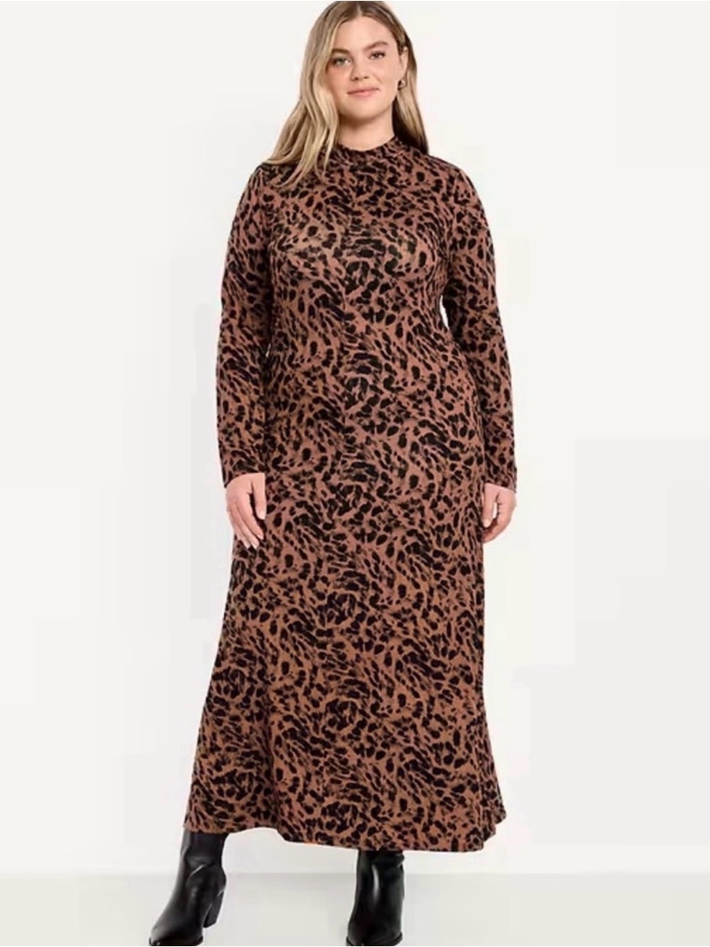 Old Navy Brown and Black Leopard Print Maxi Dress
